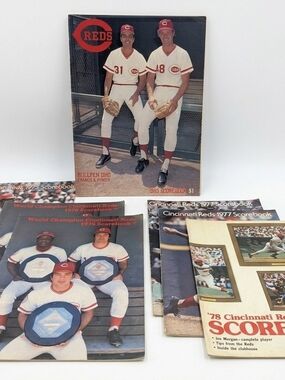 Vintage 1975-1985 Cincinnati Reds Scorebook Program Lot (7) Big Red Machine MLB